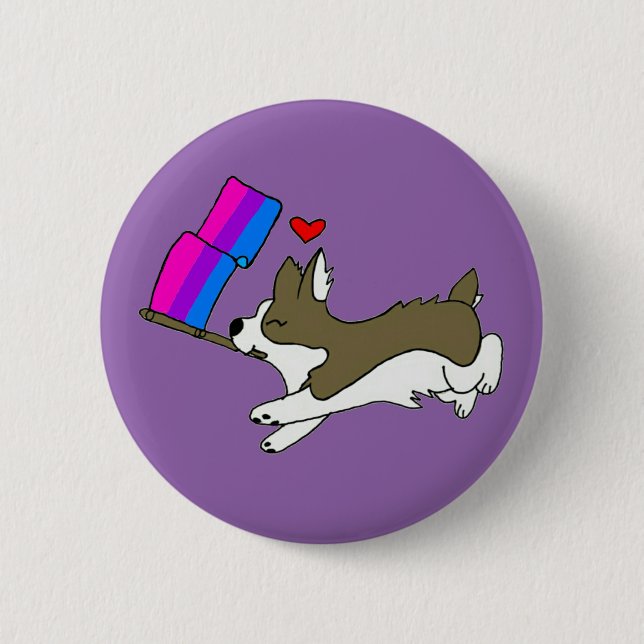 Bi Pride Corgi Pin (Front)