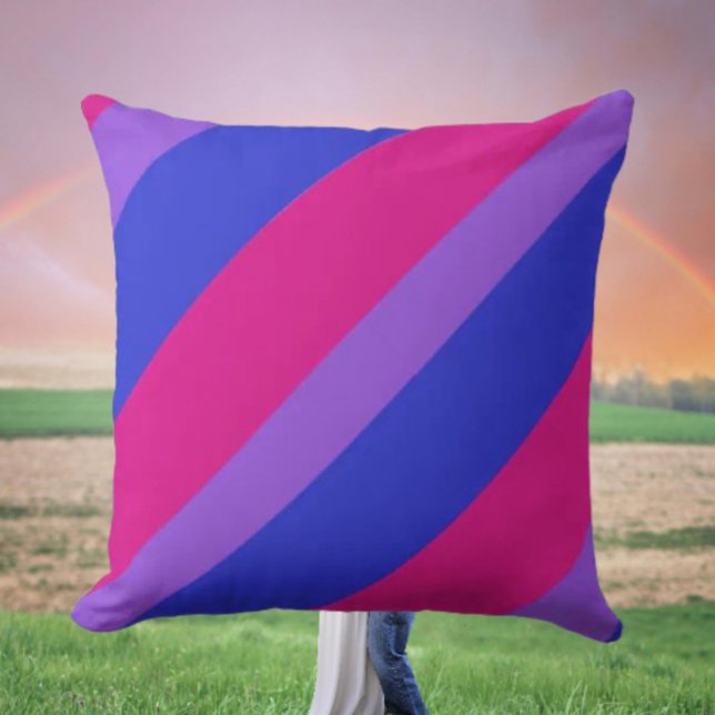 Bi Pride Diagonal Throw Pillow (Creator Uploaded)
