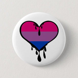 Bi Pride Dripping Heart 2 Inch Round Button