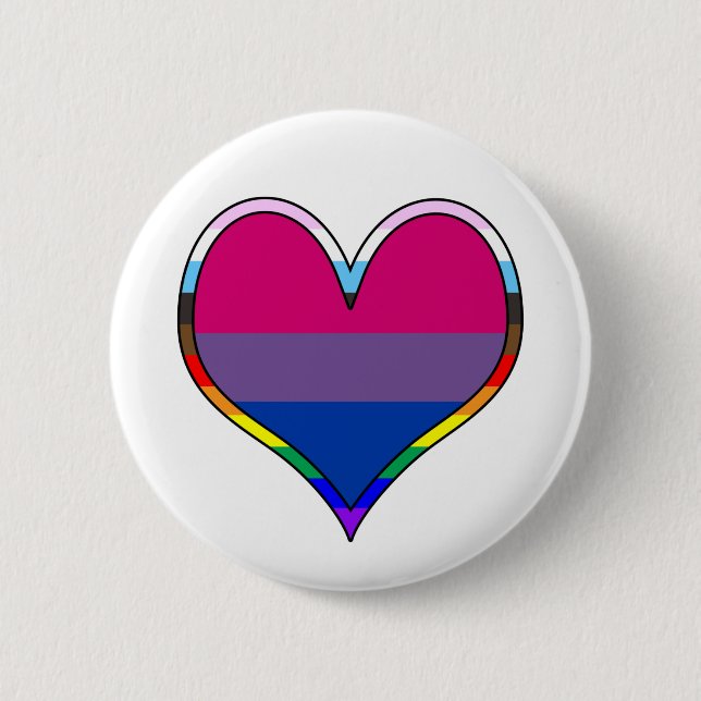 Bi Pride Heart 2 Inch Round Button (Front)