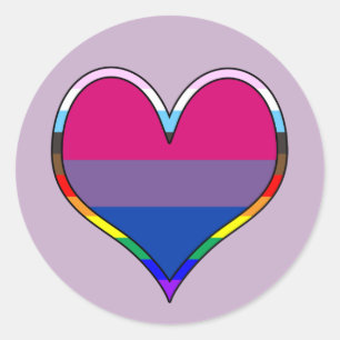 Bi Pride Heart Classic Round Sticker