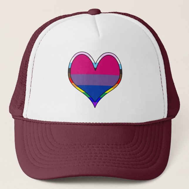Bi Pride Heart Trucker Hat (Front)