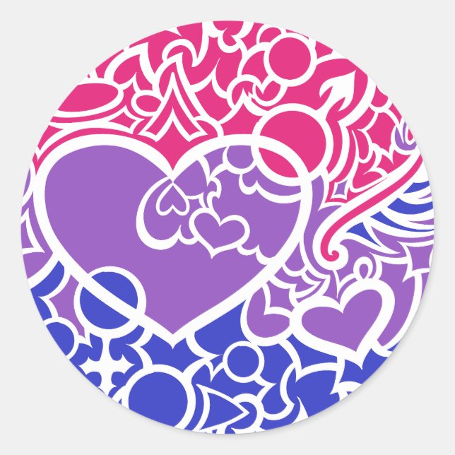 Bi Pride Squiggle Classic Round Sticker (Front)