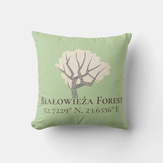 Białowieża Forest Latitude & Longitude  Throw Pillow (Front)