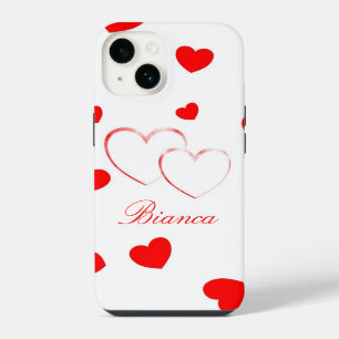 Bianca - Cute Hearts -customize it with your name iPhone 14 Case