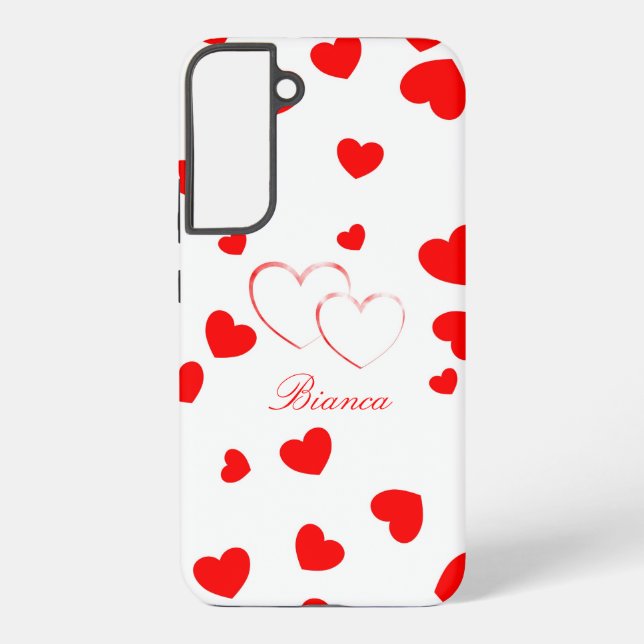Bianca - Cute Hearts -customize it with your name  Samsung Galaxy S22+ Case (Back)