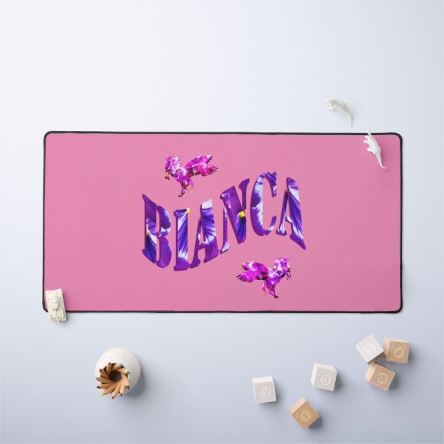 Bianca de conception florale Nom, Mat de bureau (Tableau pour enfants)