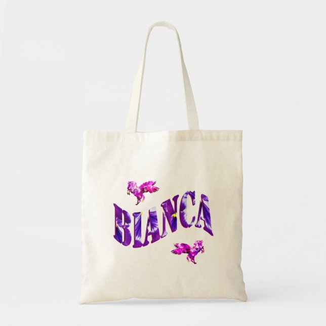 Bianca, Girls Name Made With Pansies, Tote Bag (Front)