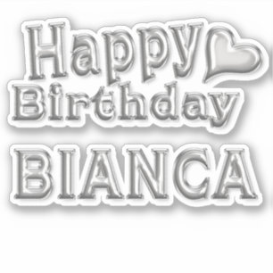 Bianca Happy Birthday silver Sticker