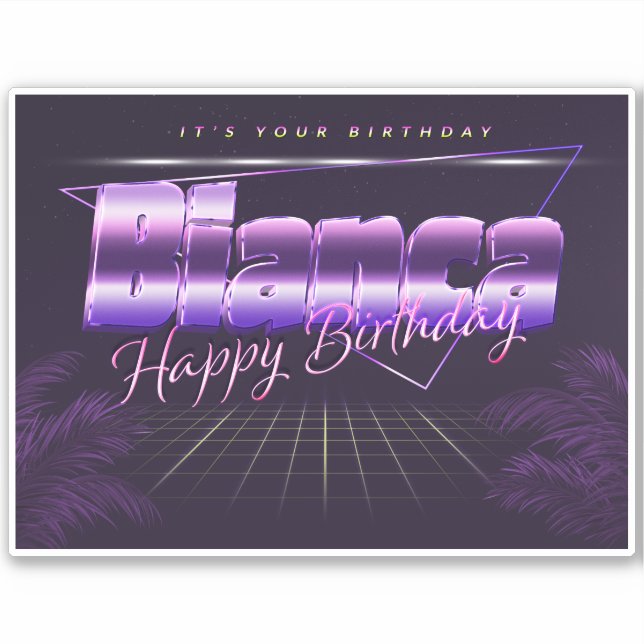Bianca Name First name lila retro Sticker Birthday (Front)