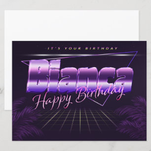 Bianca Nom Prénom lila retro Carte Anniversaire