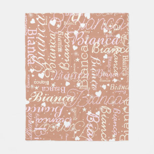 Bianca Personalized Name Pattern Boho Rosy Fleece Blanket