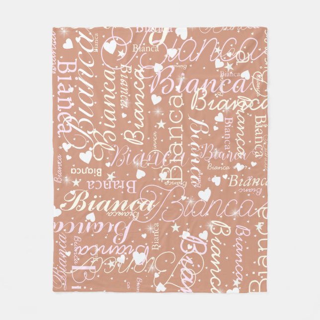 Bianca Personalized Name Pattern Boho Rosy  Fleece Blanket (Front)