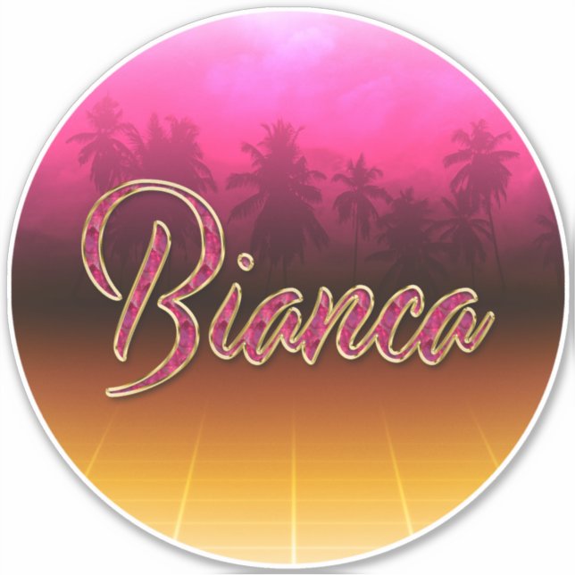 Bianca Prénom Golden rose Autocollants (Devant)