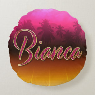 Bianca Vorname Name golden pink Kissen Round Pillow