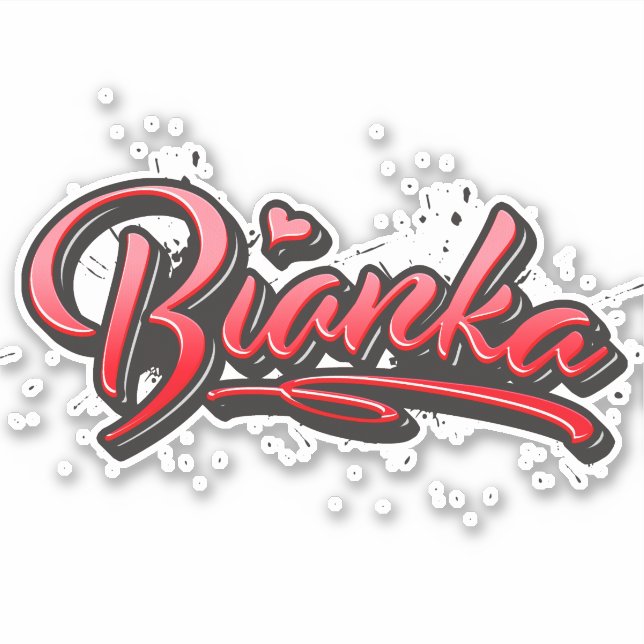 Bianka red Heart Graffiti Sticker (Front)
