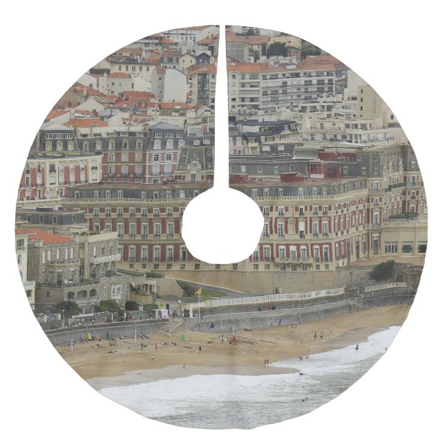 Biarritz beach, Belle Époque architecture. Brushed Polyester Tree Skirt (Front)