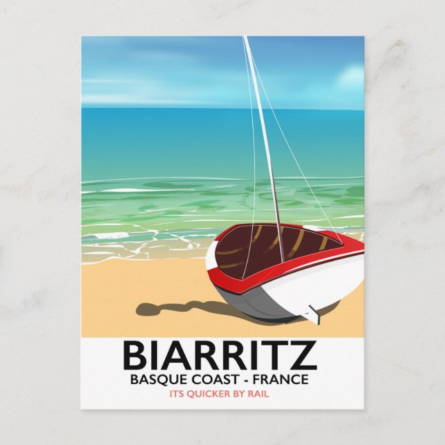Biarritz France Beach travel poster Postcard (Front)