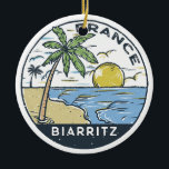 Biarritz France Vintage Ceramic Ornament<br><div class="desc">Biarritz vector art design. Biarritz,  an elegant seaside town on southwestern France’s Basque coast.</div>