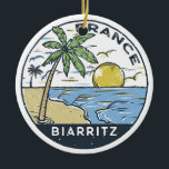 Biarritz France Vintage Ceramic Ornament<br><div class="desc">Biarritz vector art design. Biarritz,  an elegant seaside town on southwestern France’s Basque coast.</div>