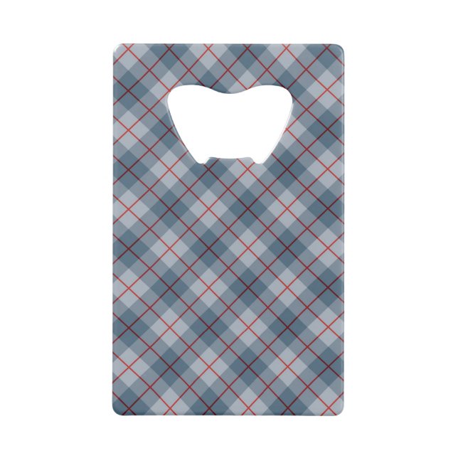 Bias Plaid Blue-Red Stripe Credit Card Bottle Opener (Front)