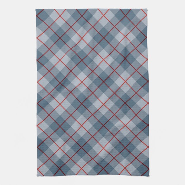 Bias Plaid Blue-Red Stripe Kitchen Towel (Vertical)