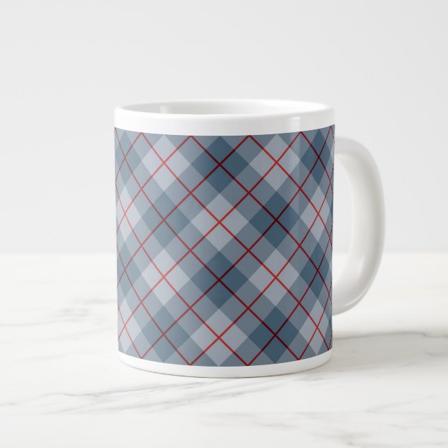 Bias Plaid Blue-Red Stripe Large Coffee Mug (Front Right)