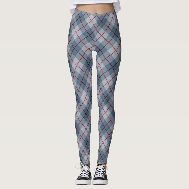 Bias Plaid Blue-Red Stripe Leggings (Front)