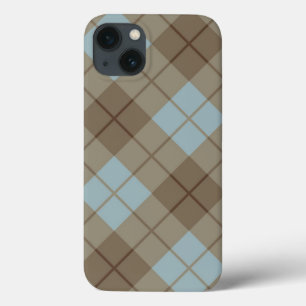 Bias Plaid in Blue and Brown iPhone 13 Case
