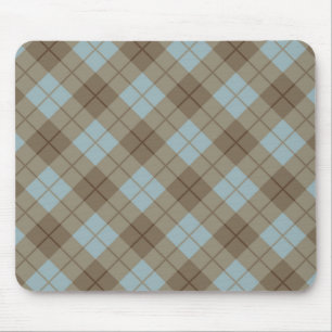Bias Plaid in Blue and Brown Mouse Pad