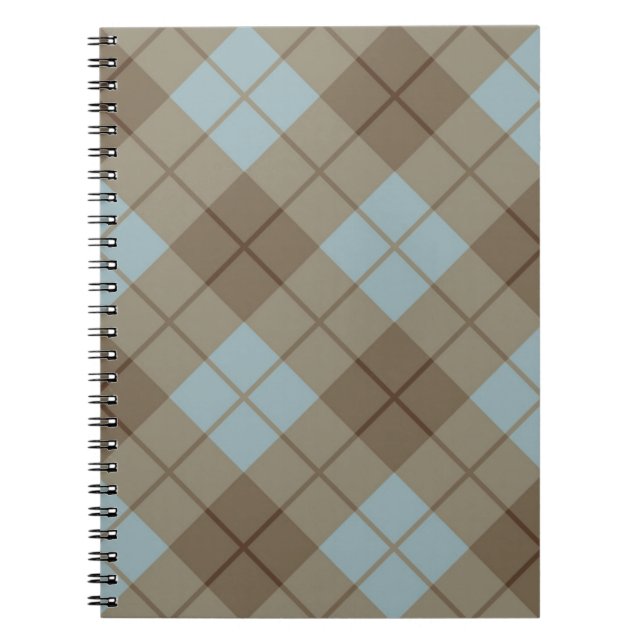 Bias Plaid in Blue and Brown Notebook (Front)