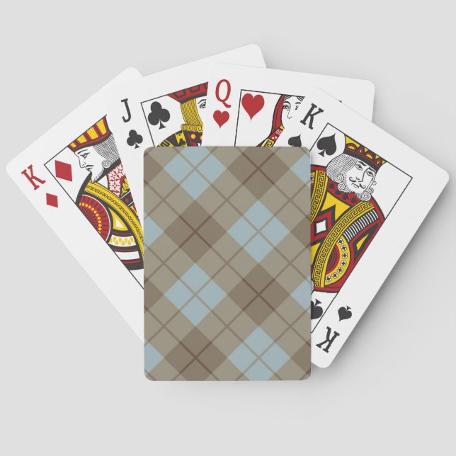 Bias Plaid in Blue and Brown Playing Cards (Back)