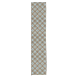 Bias Plaid in Blue and Brown Short Table Runner