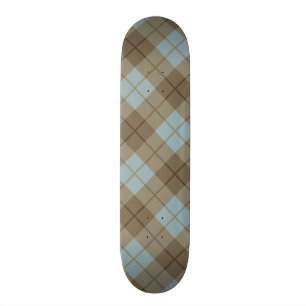 Bias Plaid in Blue and Brown Skateboard