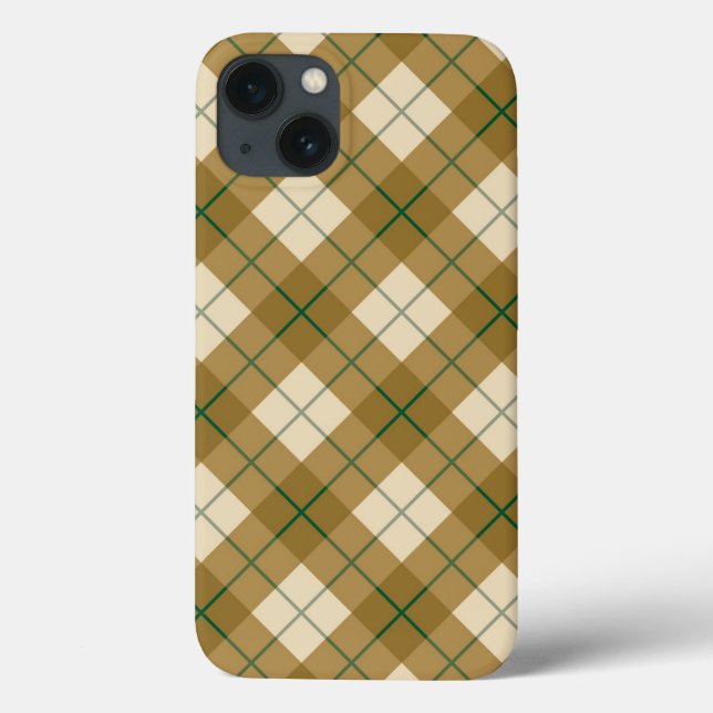 Bias Plaid in Gold with Green Stripe Case-Mate iPhone Case (Back)