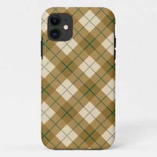 Bias Plaid in Gold with Green Stripe iPhone 11 Case