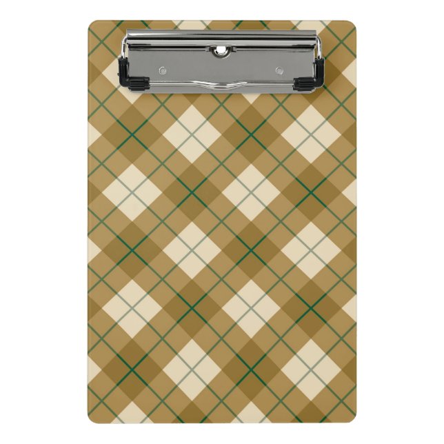Bias Plaid in Gold with Green Stripe Mini Clipboard (Front)