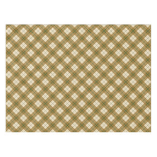 Bias Plaid in Gold with Green Stripe Tablecloth