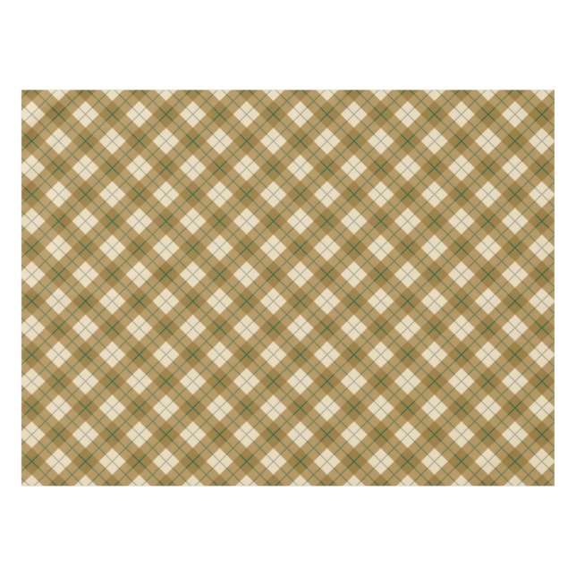 Bias Plaid in Gold with Green Stripe Tablecloth (Front (Horizontal))