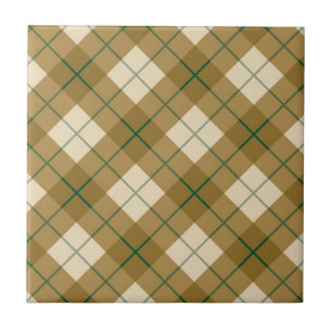 Bias Plaid in Gold with Green Stripe Tile