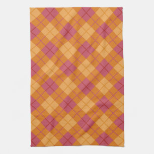 Bias Plaid in Orange and Pink Kitchen Towel