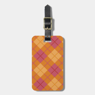 Bias Plaid in Orange and Pink Luggage Tag