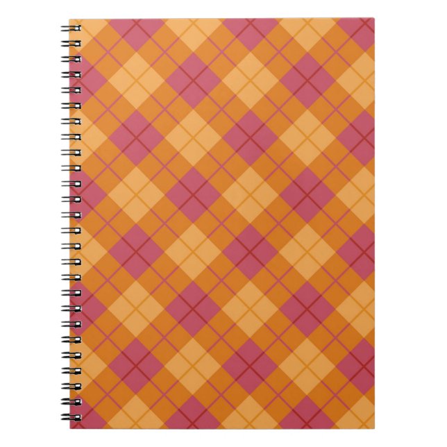 Bias Plaid in Orange and Pink Notebook (Front)