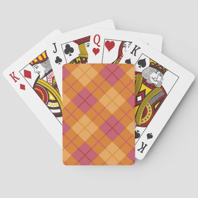 Bias Plaid in Orange and Pink Playing Cards (Back)