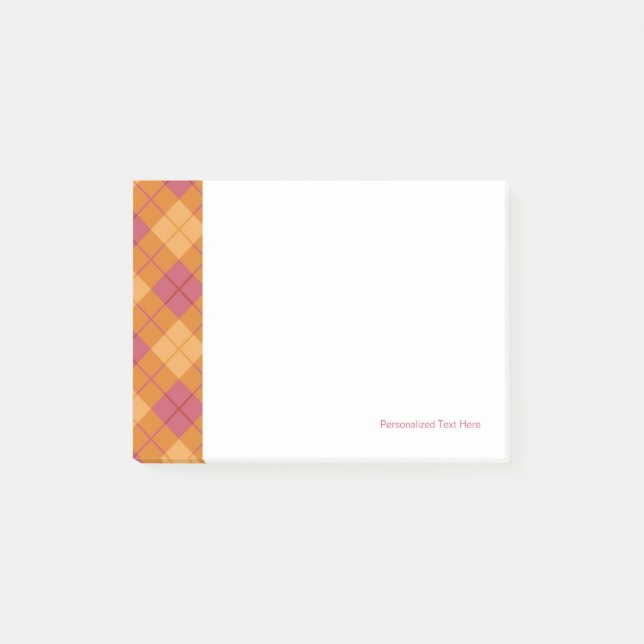 Bias Plaid in Orange and Pink Post-it Notes (Front)