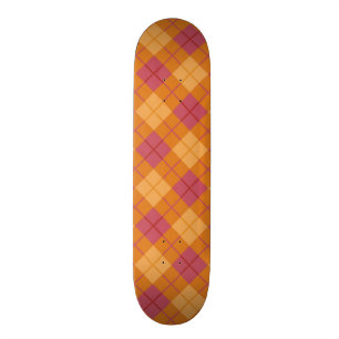 Bias Plaid in Orange and Pink Skateboard