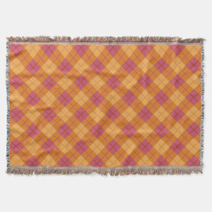 Bias Plaid in Orange and Pink Throw Blanket