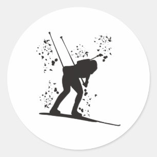 Biathlete Nordic Skiing Biathlon 12 Classic Round Sticker