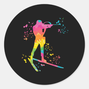 Biathlete Nordic Skiing Biathlon 16  Classic Round Sticker