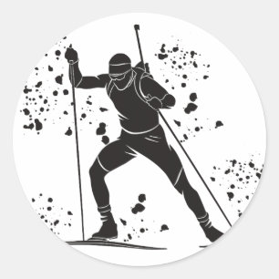 Biathlete Nordic Skiing Biathlon _27 Classic Round Sticker